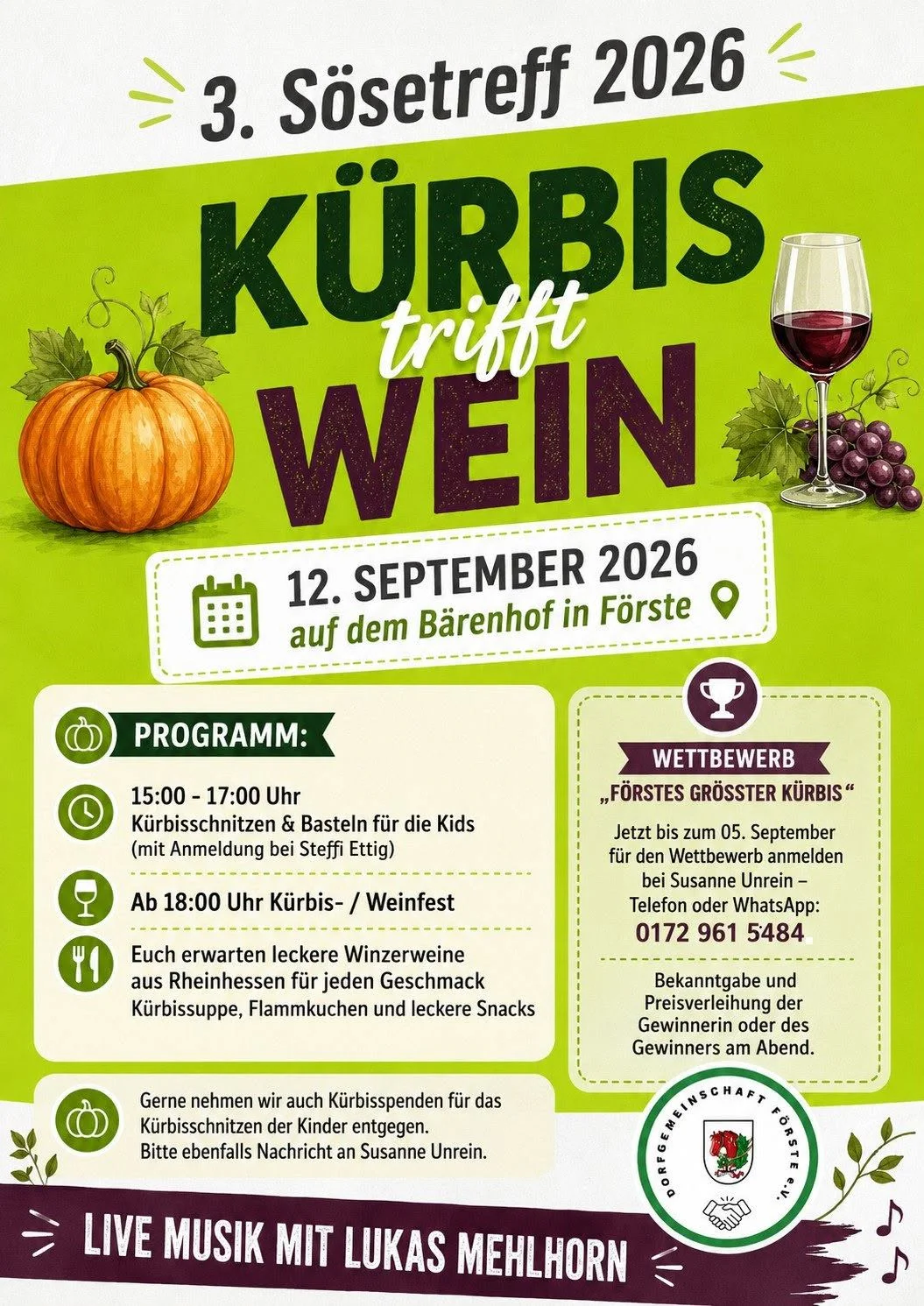 3. Sösetreff am Samstag- Kürbis trifft Wein 3. Sösetreff am Samstag- Kürbis trifft Wein